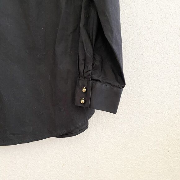 Soft‎ Surroundings Black High Collar Tunic Button Up Blouse Top M Cotton Blend - Picture 4 of 11